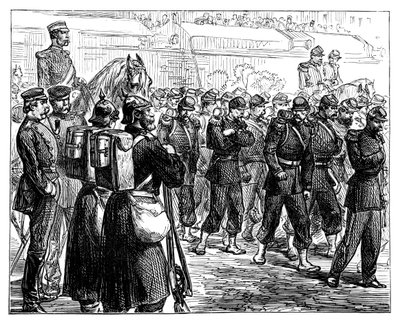 De franska trupperna lämnar Metz, c1870 av Unbekannt