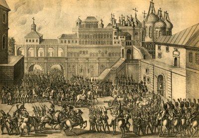 Fransmännen går in i staden Moskva, september 1812, 1921. av Unbekannt