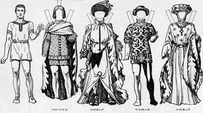 The Gallery of Costume: Klänningar burna under de sista åren av Edward III:s regering, c1934 av Unbekannt