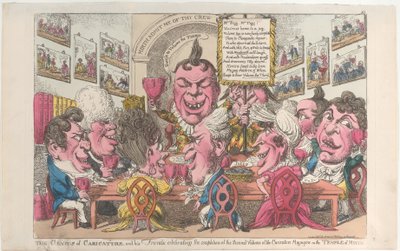 Karikatyrens geni, och hans vänner, firar fullbordandet av Secon..., 2 juli 1808. av Unbekannt