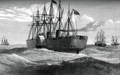 The Great Eastern spelar ut den atlantiska telegrafkabeln, c1865, c1880 av Unbekannt