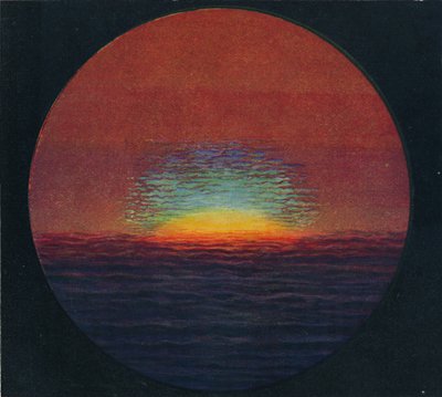Den gröna blixten vid solnedgången, sällsynt prismatisk färg bryts av atmosfären, c1935 av Unbekannt