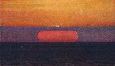 Den gröna blixten vid solnedgången, sällsynt prismatisk färg bryts av atmosfären, c1935 av Unbekannt