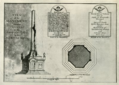 Das Holwell-Denkmal, ca. 1820 von Unbekannt