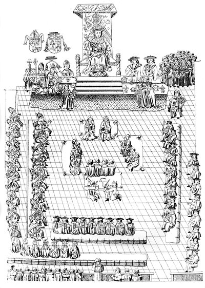 The House of Peers, med Henrik VIII på tronen, 1500-talet c1905 av Unbekannt