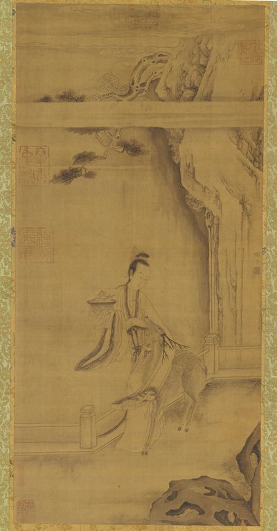 Den odödliga Ma Gu med en hjort, Qing-dynastin, 1700-talet. av Unbekannt