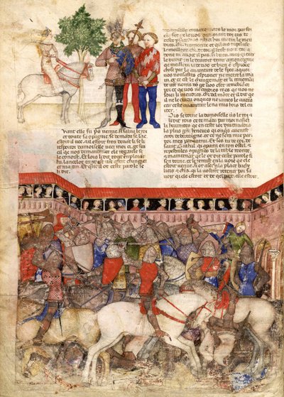 The Knights of the Round miniatyr från The Quest for the Holy Grail and the Death of Arthur, ca 1220 av Unbekannt