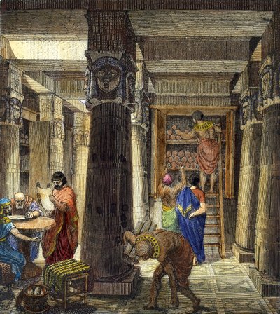 Alexandrias bibliotek, 1876 av Unbekannt
