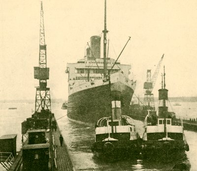 The Majestic Entering Dry Dock Hauled by Tugs, c1930. av Unbekannt
