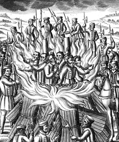 The Martyrdom of Six Men at Brainford, 1558 av Unbekannt