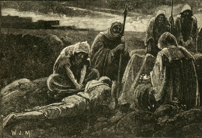 Männen från Jabesh sörjer över Sauls och Jonathans grav, 1890. av Unbekannt