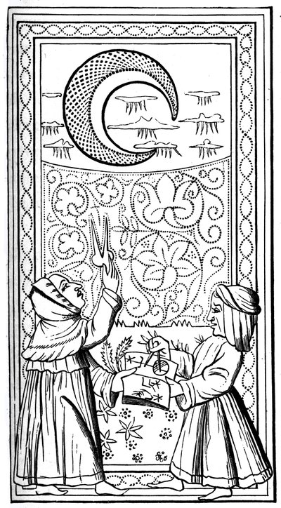 Månen, tarotkort, 1300-talet, 1870 av Unbekannt
