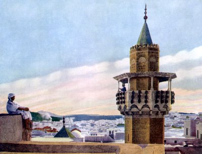 Muezzin i hans minaret kallar de trogna till bön, 1926 av Unbekannt