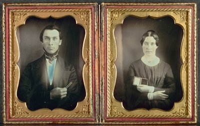 Musikläraren och hans hustru, ca. 1850-talet. av Unbekannt