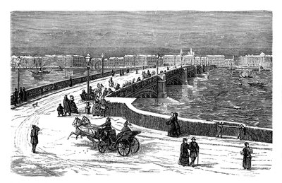 Nicolai-bron över floden Neva, St Petersburg, Ryssland, c1888 av Unbekannt