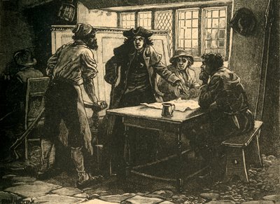 Nottingham-kaptenen och agitatorerna på White Horse Inn, Pentrich, Derbyshire, 1817 c1890. av Unbekannt