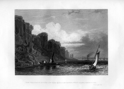 Palisade-klipporna vid Hudsonfloden, Västbanken, New York, 1855 av Unbekannt