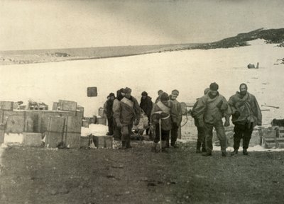 Partiet som besteg berget Erebus och lämnade kojan, 1908, 1909. av Unbekannt