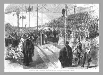 Prinsen av Wales sätter huvudstenen vid New Grammar School i Reading., 1870 av Unbekannt