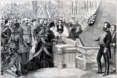 Prinsessan av Wales lanserar det nya järnklädda skeppet Alexandra, 1875 av Unbekannt