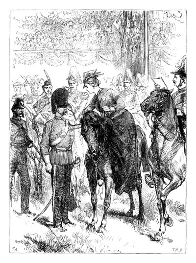 Drottningen delar ut Victoria Crosses i Hyde Park, London, c1850-talet, c1888 av Unbekannt