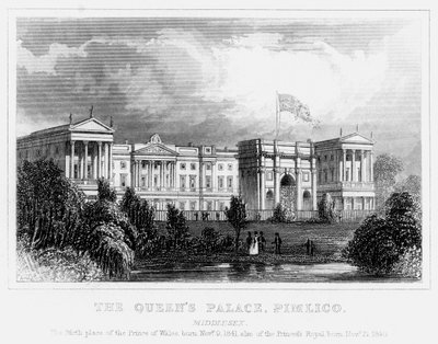 The Queens Palace, Pimlico, London, c1840-talet av Unbekannt