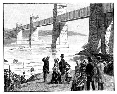 Queens besök på Britannia Tubular Bridge, Wales, c1888 av Unbekannt