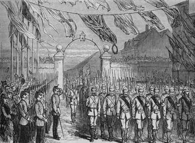 Truppernas återkomst från Ashantee, c1880 av Unbekannt