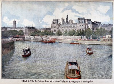Floden Seine och Hotel de Ville, Paris, 1903 av Unbekannt