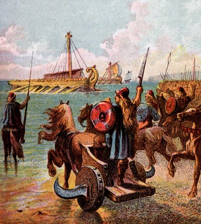 Romarna erövrar Storbritannien, c1850 av Unbekannt