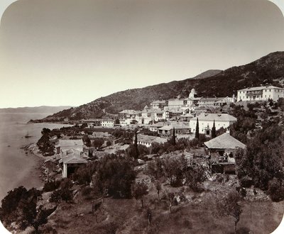 Rossikon St Panteleimon-klostret på berget Athos, Grekland, 1860-talet av Unbekannt