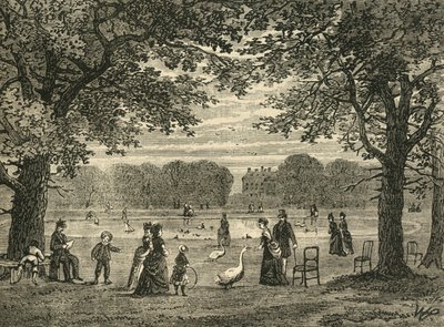 The Round Pond, Kensington Gardens, c1876. av Unbekannt