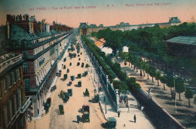 Rue de Rivoli med utsikt mot Louvren, Paris, c1920 av Unbekannt