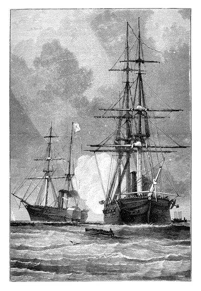 San Jacinto, stoppar Trent, 1861 av Unbekannt
