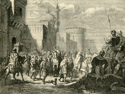 Saracenerna lämnar Narbonne, återställd till frankerna, 737AD, 1890. av Unbekannt