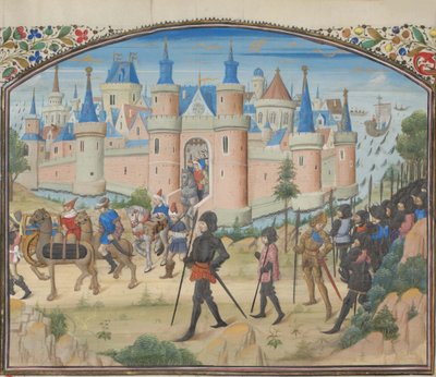 The Siege of Tyre, 1124. Miniatyr från Historia av Vilhelm av Tyrus, 1460-talet av Unbekannt