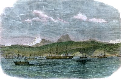 Den spanska blockadskvadronen i Valparaiso, Chile, c1880 av Unbekannt