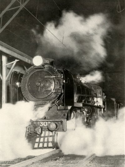 Sydney Limited lämnar Spencer Street Station, Melbourne, kl. 18.00, 1935-36. av Unbekannt