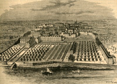 Templet 1671. Från en gammal fågelperspektiv i det inre templet, 1897. av Unbekannt