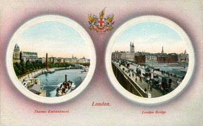 Themsen Embankment och London Bridge, London, 1909. av Unbekannt