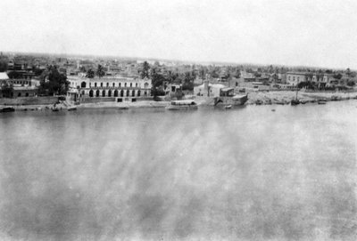 Tigrisfloden från det 31:a brittiska allmänna sjukhuset, Bagdad, Mesopotamien, WWI, 1918 av Unbekannt