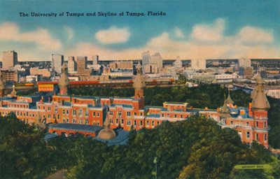 University of Tampa och Skyline of Tampa, Florida, c1940-talet av Unbekannt