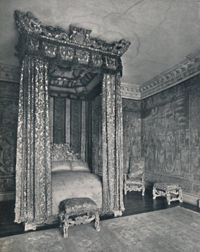De venetianska ambassadörerna Rom på Knole. The Bedstead Made for James I, The Chair and Stools of the av Unbekannt