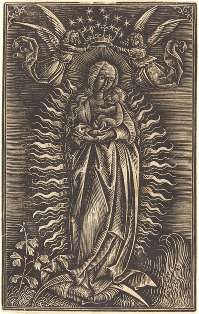 Jungfrun krönt av två änglar, ca. 1500. av Unbekannt