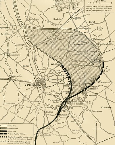 The Ypres Salient före och efter det andra slaget vid Ypres..., första världskriget, 1915, c1920. av Unbekannt