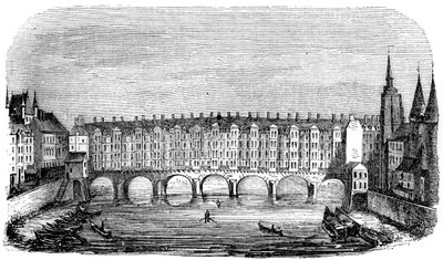 Den antika Pont aux Changers, Paris, Frankrike, c1500-talet 1849 av Unbekannt