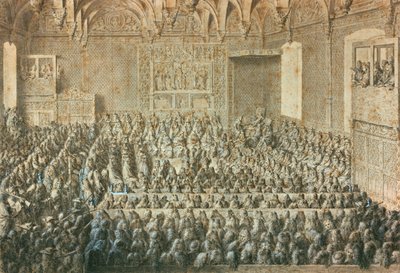 Sorbonneförsamlingen förklarar Henrik III avsatt, januari 1589. Museum of Carnavalet, Paris av Unbekannt