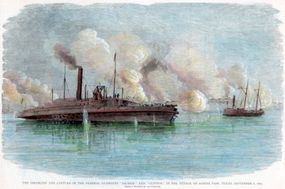 Attacken på Sabine Pass, Texas, amerikanska inbördeskriget, 8 september 1863 av Unbekannt