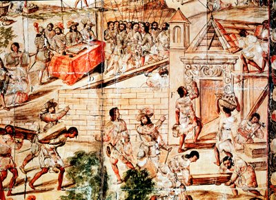 Byggnaden av Mexico City, 1500-talet av Unbekannt