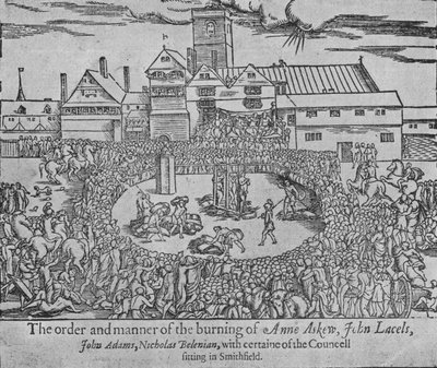 Brännandet av Anne Askew, John Lascelles, John Adams och Nicholas Belenian, 1546 1904 av Unbekannt